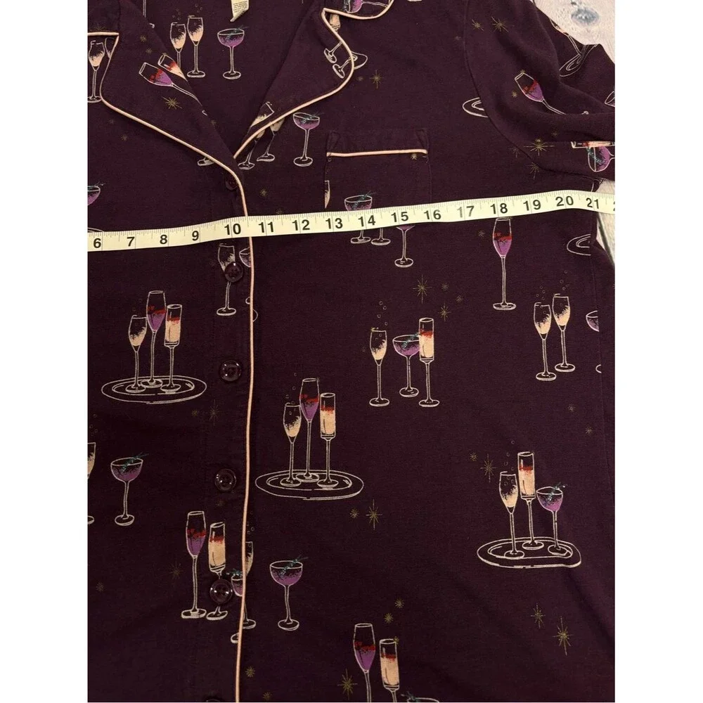 Soma Purple Champagne Toast Cheers Loungewear Holiday Cabincore Pajamas Set M